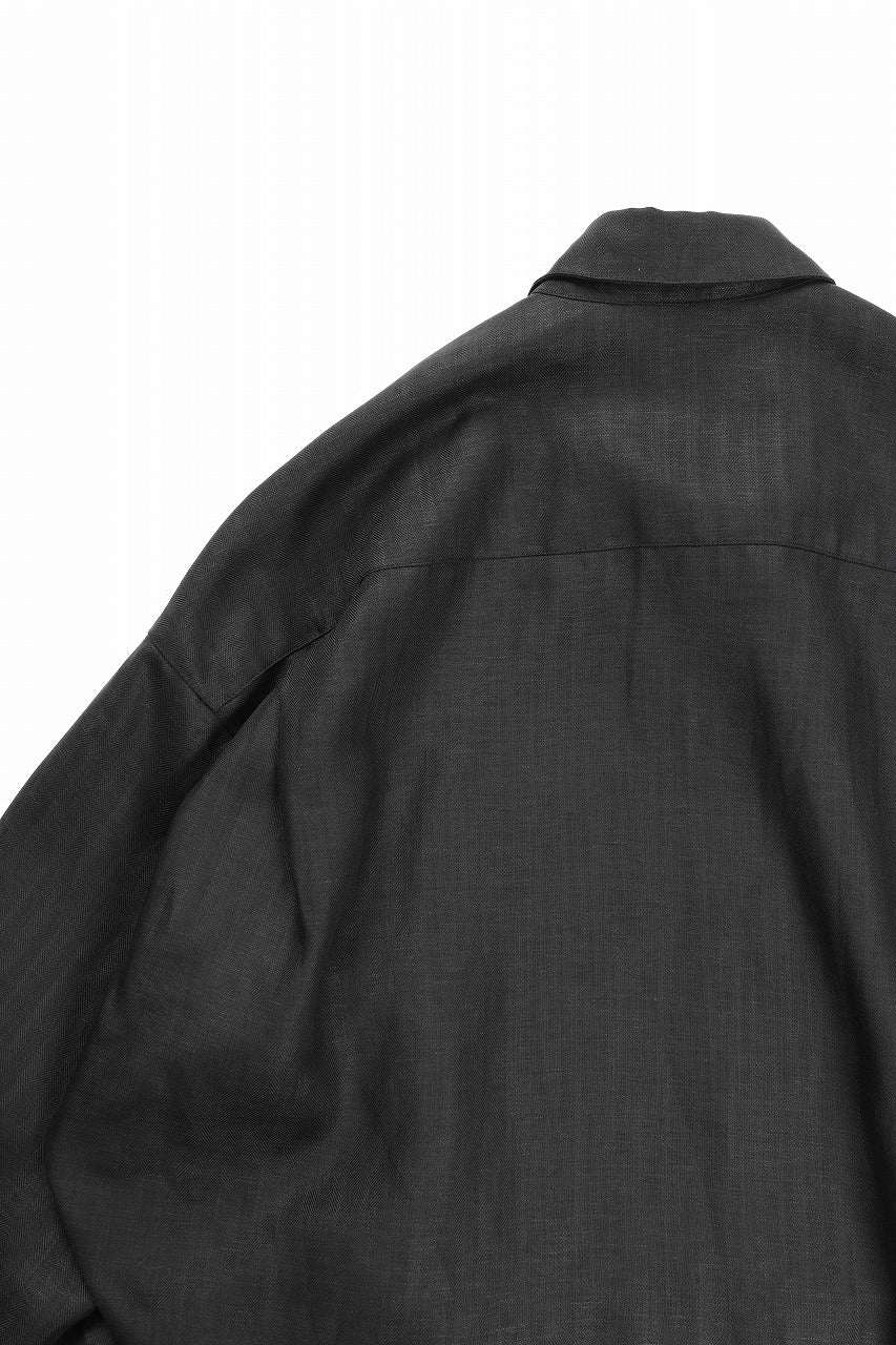 A.F ARTEFACT HERRINGBONE LINEN SHORT LENGTH SHIRT (BLACK)