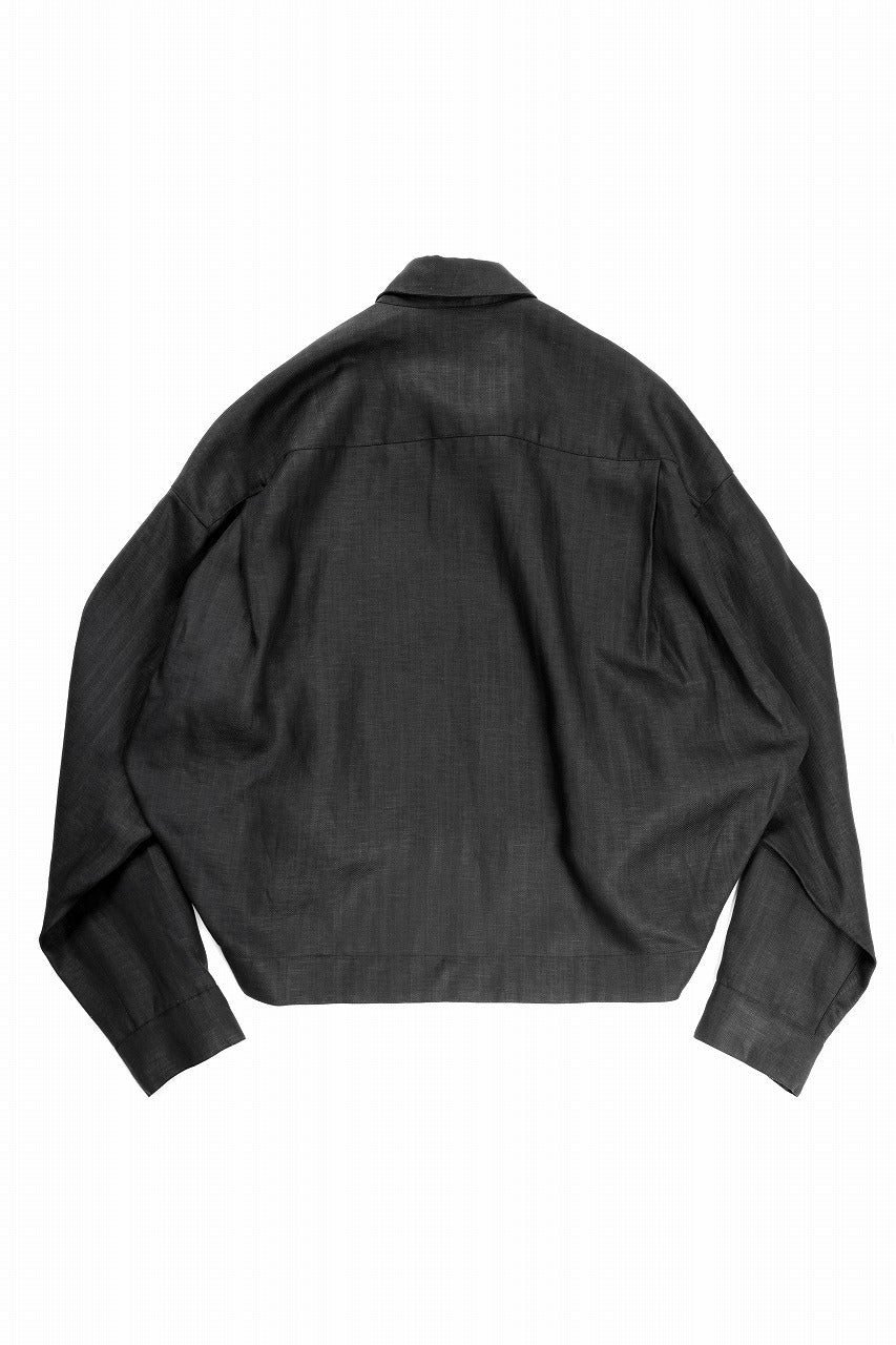 画像をギャラリービューアに読み込む, A.F ARTEFACT HERRINGBONE LINEN SHORT LENGTH SHIRT (BLACK)