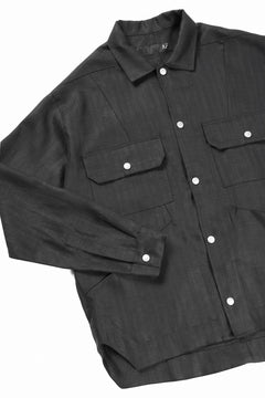 画像をギャラリービューアに読み込む, A.F ARTEFACT HERRINGBONE LINEN MILITARY SHIRTS (BLACK)