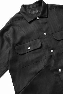 画像をギャラリービューアに読み込む, A.F ARTEFACT HERRINGBONE LINEN MILITARY SHIRTS (BLACK)