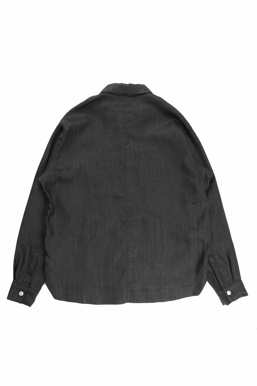 A.F ARTEFACT HERRINGBONE LINEN MILITARY SHIRTS (BLACK)