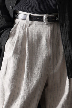 画像をギャラリービューアに読み込む, N/07 3 STITCHES WIDE TAPERED TROUSERS / HEAVY C/LI BUTCHER STRIPES (BEIGE)