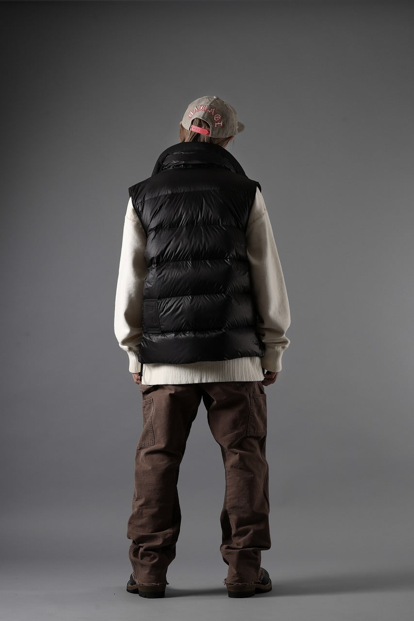 Ten c ASO DOWN VEST / PIECE DYED RIPSTOP 10 DEN + OJJ 11oz (BLACK)