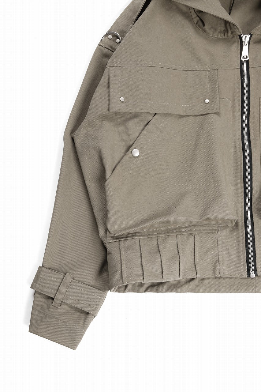 A.F ARTEFACT TWILL MILITARY HOODIE BLOUSON (KHAKI)