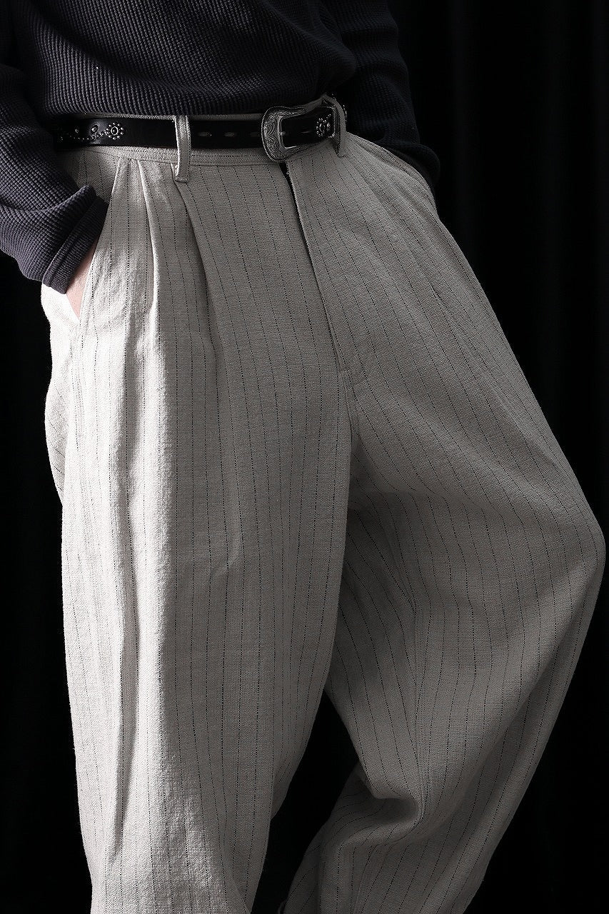 画像をギャラリービューアに読み込む, N/07 3 STITCHES WIDE TAPERED TROUSERS / HEAVY C/LI BUTCHER STRIPES (BEIGE)