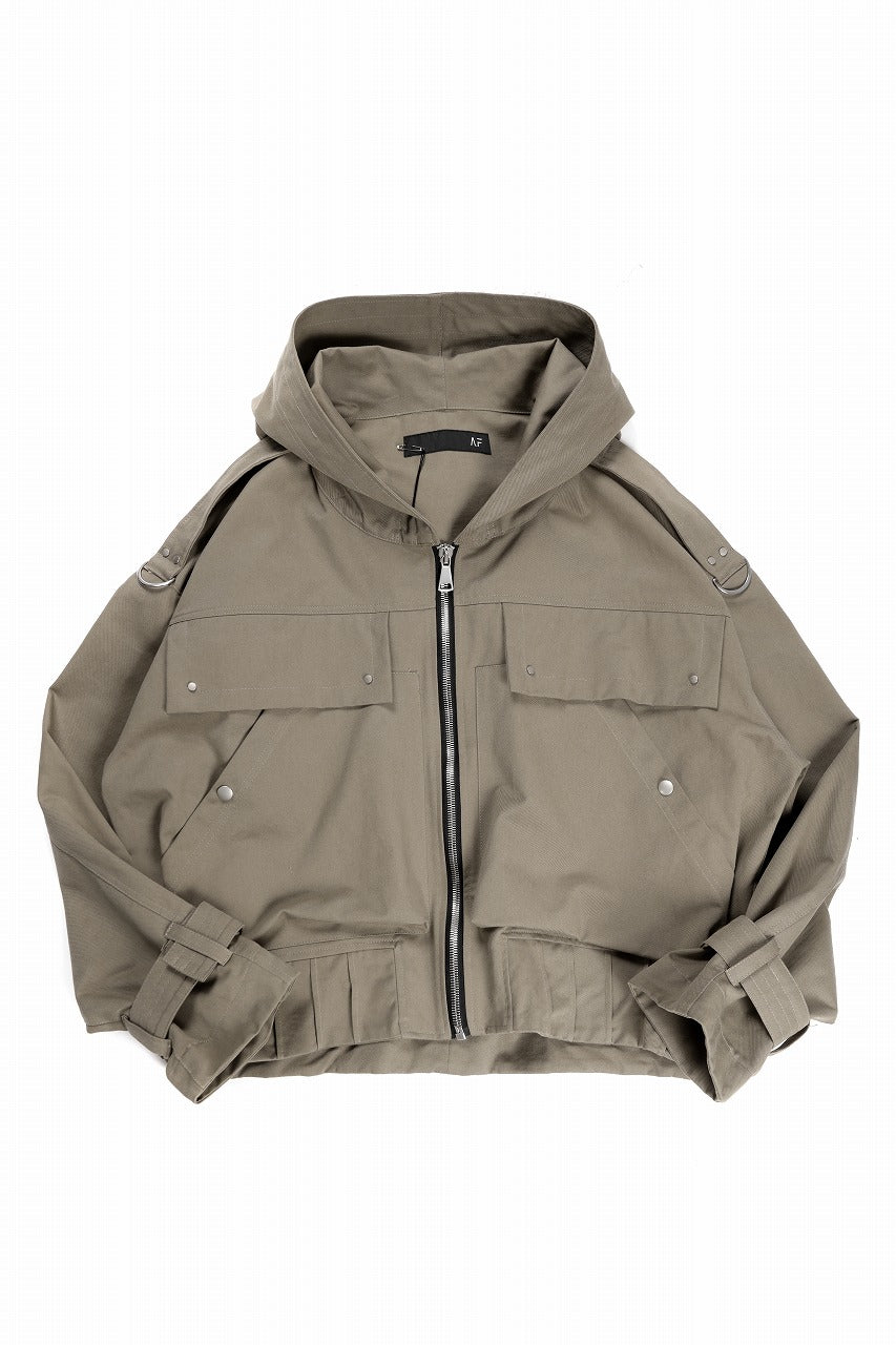 A.F ARTEFACT TWILL MILITARY HOODIE BLOUSON (KHAKI)