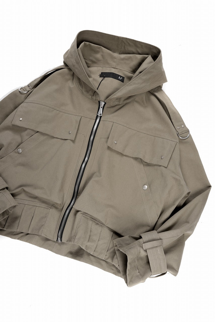 A.F ARTEFACT TWILL MILITARY HOODIE BLOUSON (KHAKI)