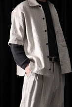 画像をギャラリービューアに読み込む, N/07 OPEN COLLAR H/S SHIRT / HEAVY C/LI BUTCHER STRIPES (BEIGE)