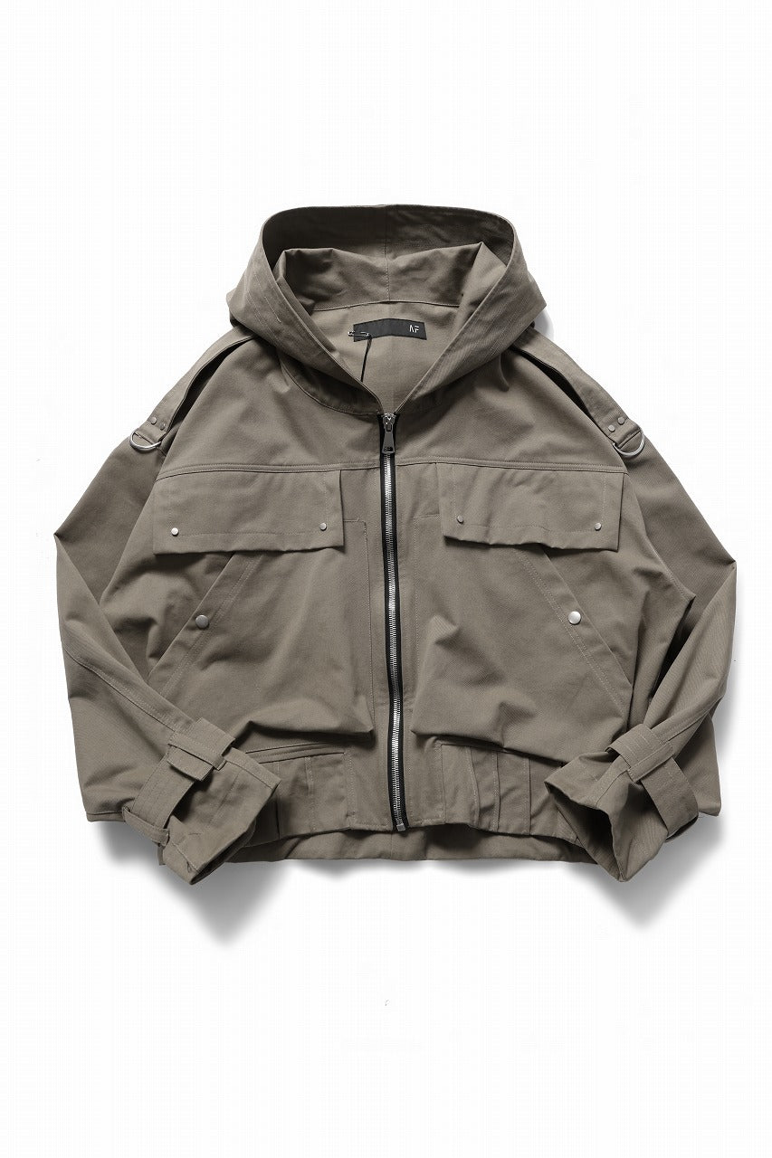 A.F ARTEFACT TWILL MILITARY HOODIE BLOUSON (KHAKI)