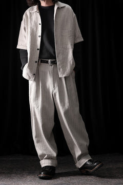 画像をギャラリービューアに読み込む, N/07 3 STITCHES WIDE TAPERED TROUSERS / HEAVY C/LI BUTCHER STRIPES (BEIGE)