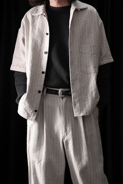 画像をギャラリービューアに読み込む, N/07 OPEN COLLAR H/S SHIRT / HEAVY C/LI BUTCHER STRIPES (BEIGE)