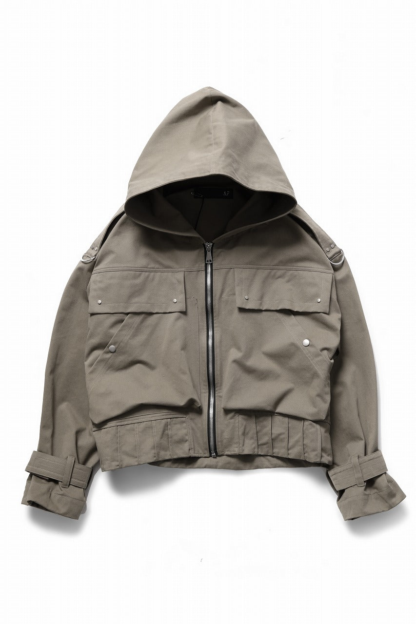 A.F ARTEFACT TWILL MILITARY HOODIE BLOUSON (KHAKI)