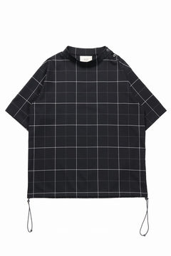 画像をギャラリービューアに読み込む, N/07 exclusive MOCK NECK HALF SLEEVE PULLOVER / WINDOWPANE CHECK TR TWILL (BLACK)
