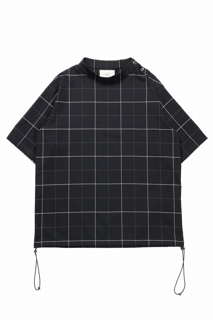 画像をギャラリービューアに読み込む, N/07 exclusive MOCK NECK HALF SLEEVE PULLOVER / WINDOWPANE CHECK TR TWILL (BLACK)