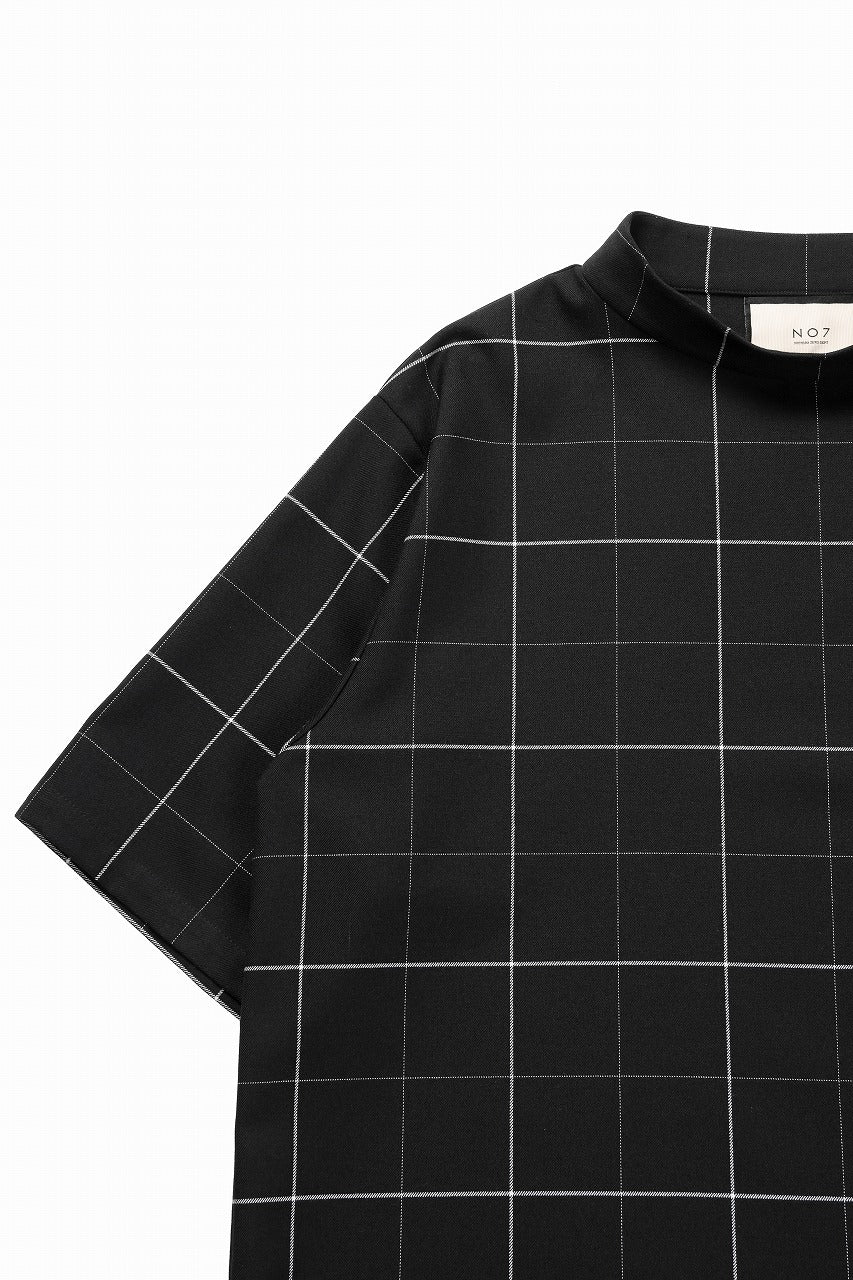 画像をギャラリービューアに読み込む, N/07 exclusive MOCK NECK HALF SLEEVE PULLOVER / WINDOWPANE CHECK TR TWILL (BLACK)