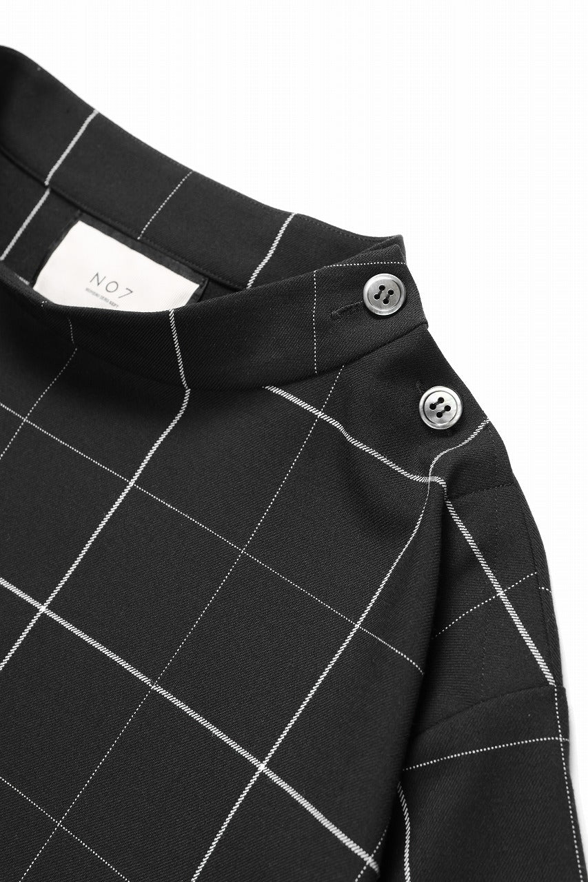 N/07 exclusive MOCK NECK HALF SLEEVE PULLOVER / WINDOWPANE CHECK TR TWILL (BLACK)