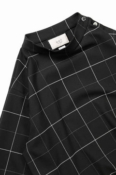 画像をギャラリービューアに読み込む, N/07 exclusive MOCK NECK HALF SLEEVE PULLOVER / WINDOWPANE CHECK TR TWILL (BLACK)