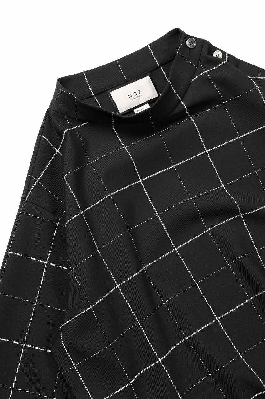 画像をギャラリービューアに読み込む, N/07 exclusive MOCK NECK HALF SLEEVE PULLOVER / WINDOWPANE CHECK TR TWILL (BLACK)