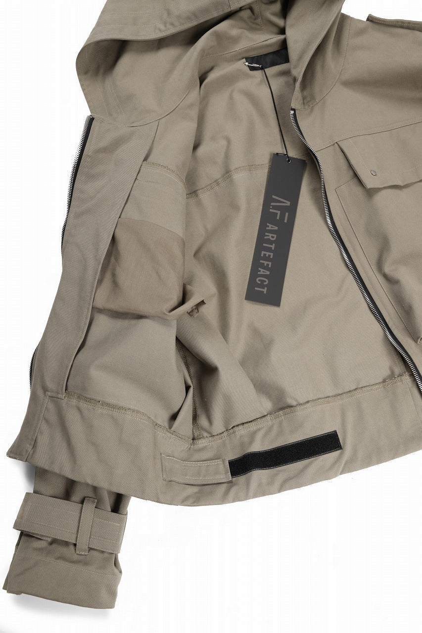 A.F ARTEFACT TWILL MILITARY HOODIE BLOUSON (KHAKI)