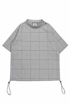 画像をギャラリービューアに読み込む, N/07 exclusive MOCK NECK HALF SLEEVE PULLOVER / WINDOWPANE CHECK TR TWILL (GREY)