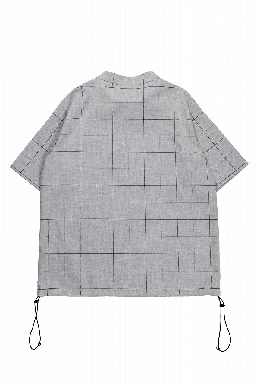 N/07 exclusive MOCK NECK HALF SLEEVE PULLOVER / WINDOWPANE CHECK TR TWILL (GREY)