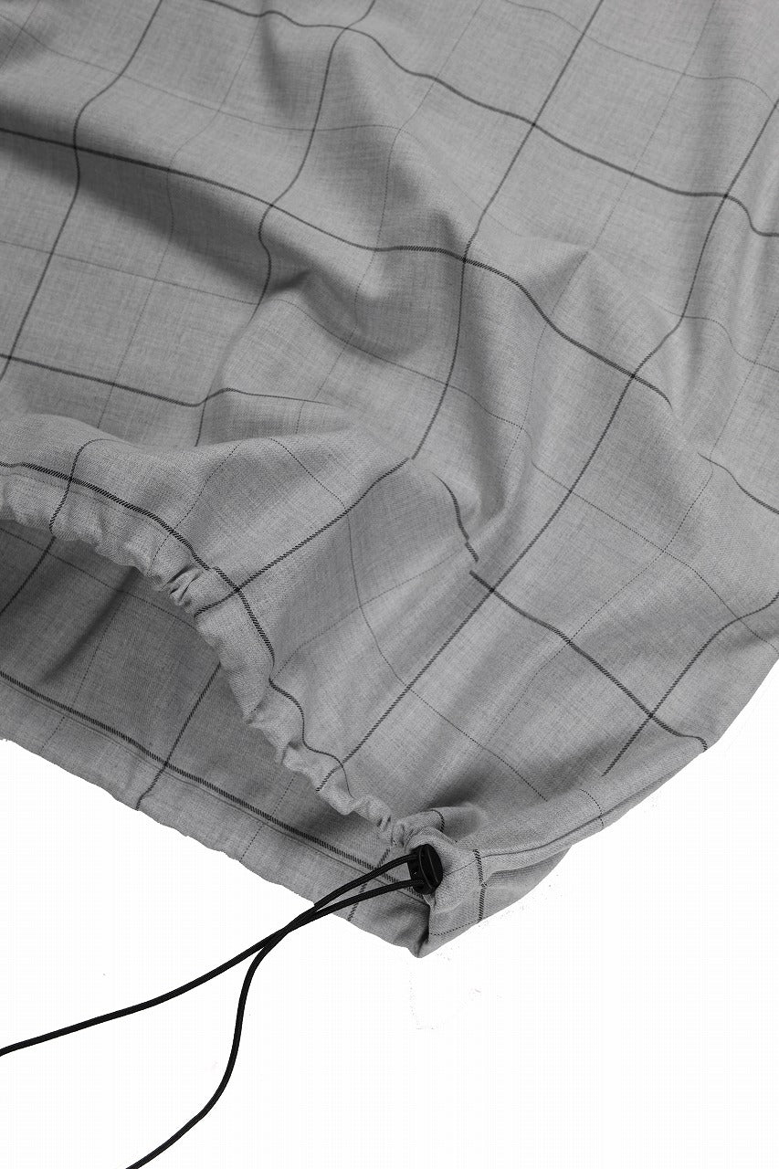 N/07 exclusive MOCK NECK HALF SLEEVE PULLOVER / WINDOWPANE CHECK TR TWILL (GREY)