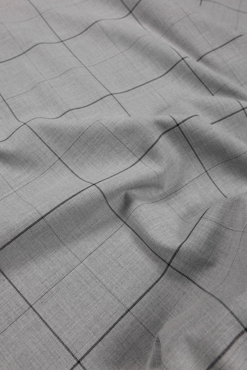 画像をギャラリービューアに読み込む, N/07 exclusive MOCK NECK HALF SLEEVE PULLOVER / WINDOWPANE CHECK TR TWILL (GREY)
