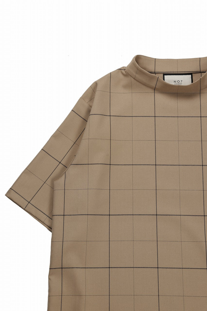 N/07 exclusive MOCK NECK HALF SLEEVE PULLOVER / WINDOWPANE CHECK TR TWILL (BEIGE)