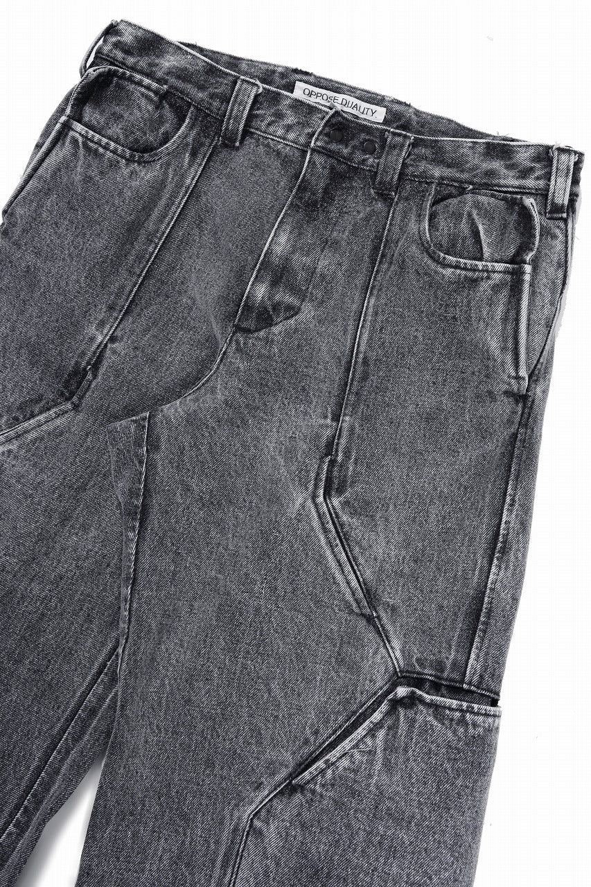 OPPOSE DUALITY 10POCKET PANEL DENIM TROUSERS / WASH EFFECTED (WASH BLACK)