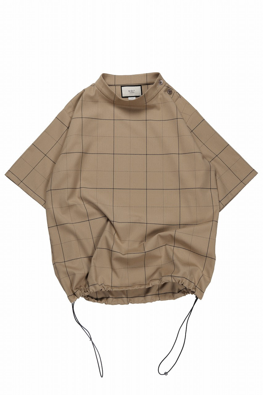 N/07 exclusive MOCK NECK HALF SLEEVE PULLOVER / WINDOWPANE CHECK TR TWILL (BEIGE)