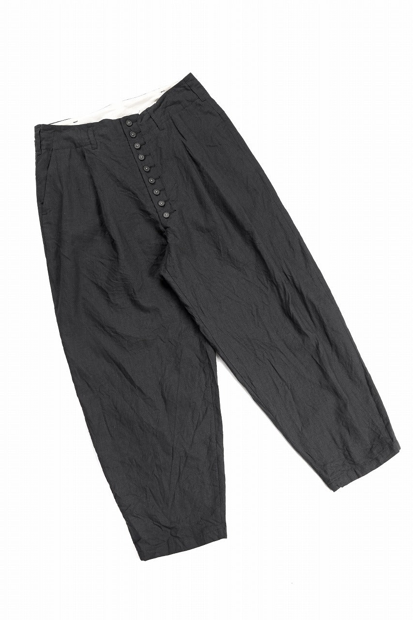 KLASICA "VICTOR" BACK SEAM TAPERED TROUSERS / "END ON END" SUPER 120's WOOL x HEMP (MATT BLACK)