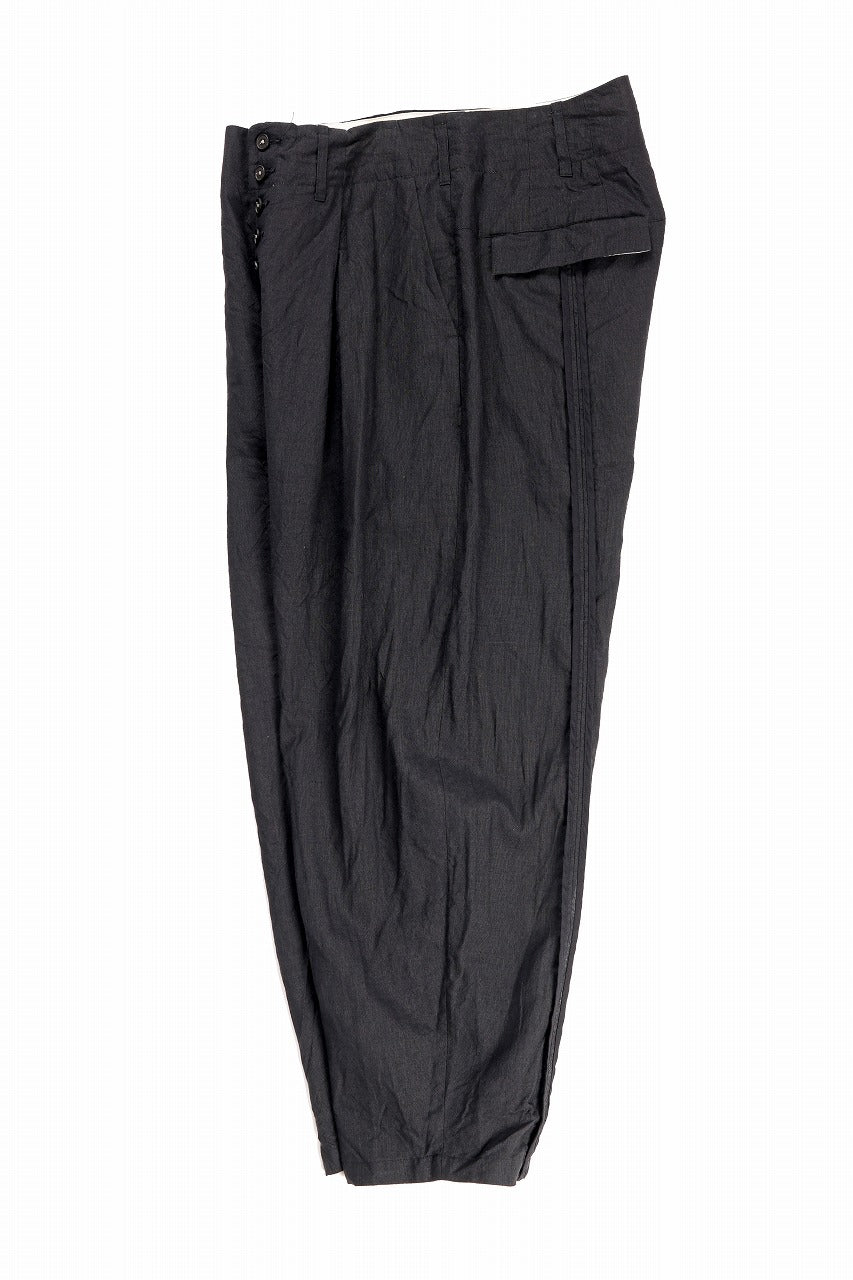 KLASICA "VICTOR" BACK SEAM TAPERED TROUSERS / "END ON END" SUPER 120's WOOL x HEMP (MATT BLACK)