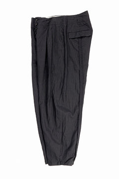 Load image into Gallery viewer, KLASICA &quot;VICTOR&quot; BACK SEAM TAPERED TROUSERS / &quot;END ON END&quot; SUPER 120&#39;s WOOL x HEMP (MATT BLACK)