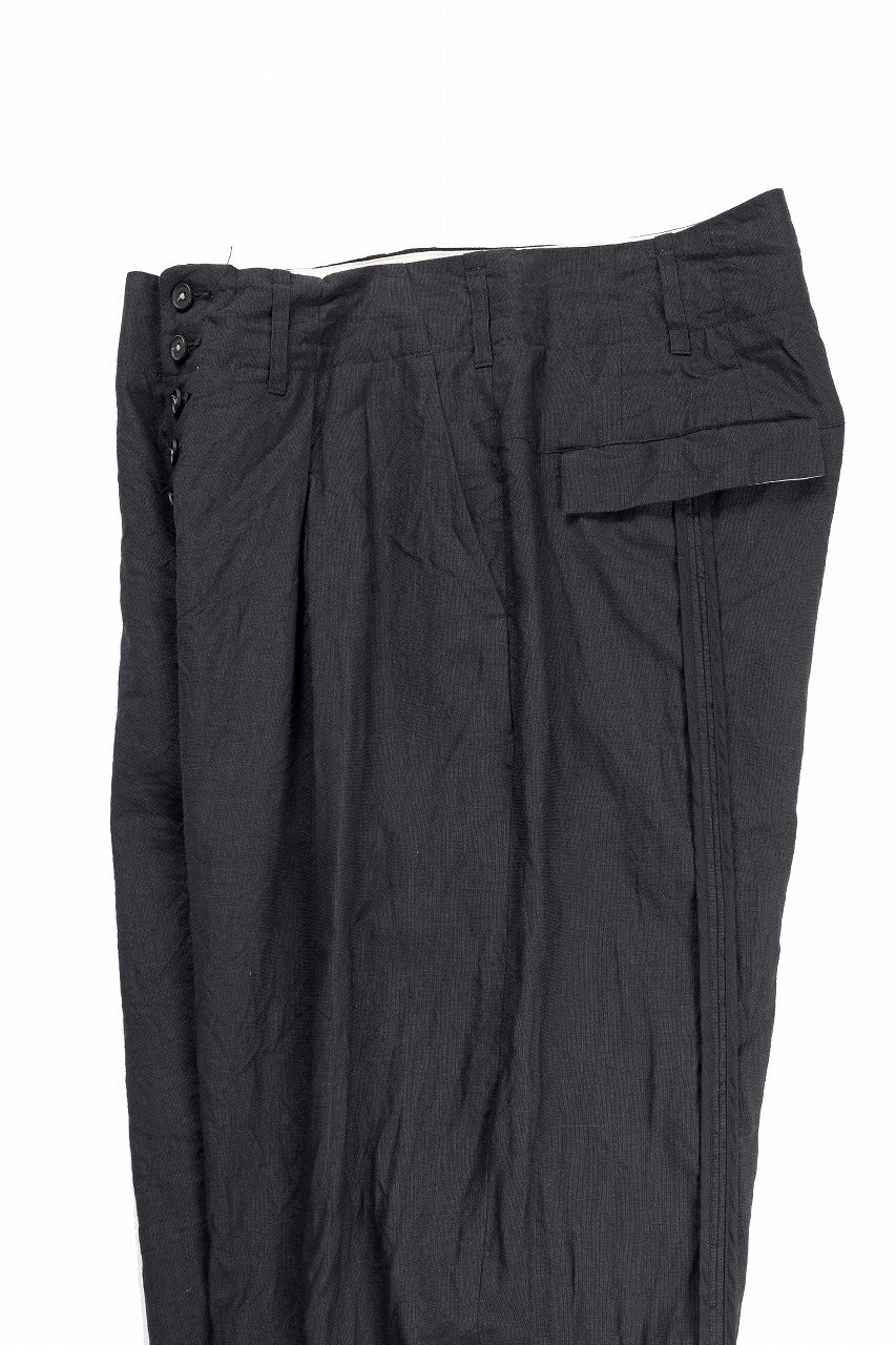 KLASICA "VICTOR" BACK SEAM TAPERED TROUSERS / "END ON END" SUPER 120's WOOL x HEMP (MATT BLACK)