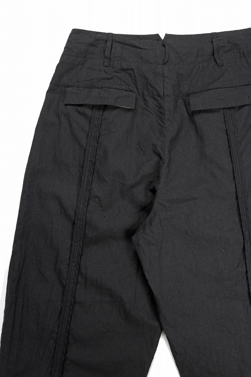 KLASICA "VICTOR" BACK SEAM TAPERED TROUSERS / "END ON END" SUPER 120's WOOL x HEMP (MATT BLACK)