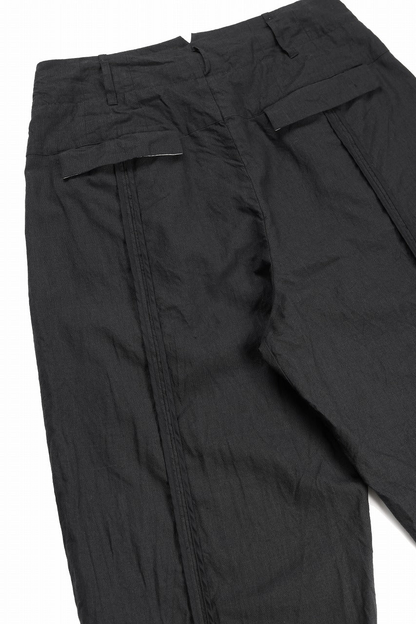 KLASICA "VICTOR" BACK SEAM TAPERED TROUSERS / "END ON END" SUPER 120's WOOL x HEMP (MATT BLACK)