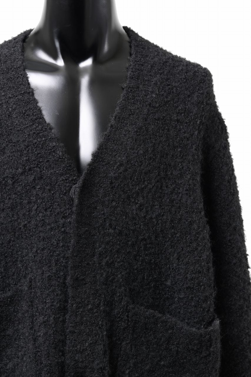 Load image into Gallery viewer, th products Inflated Cardigan / 1/4.5 kasuri loop knit (black)