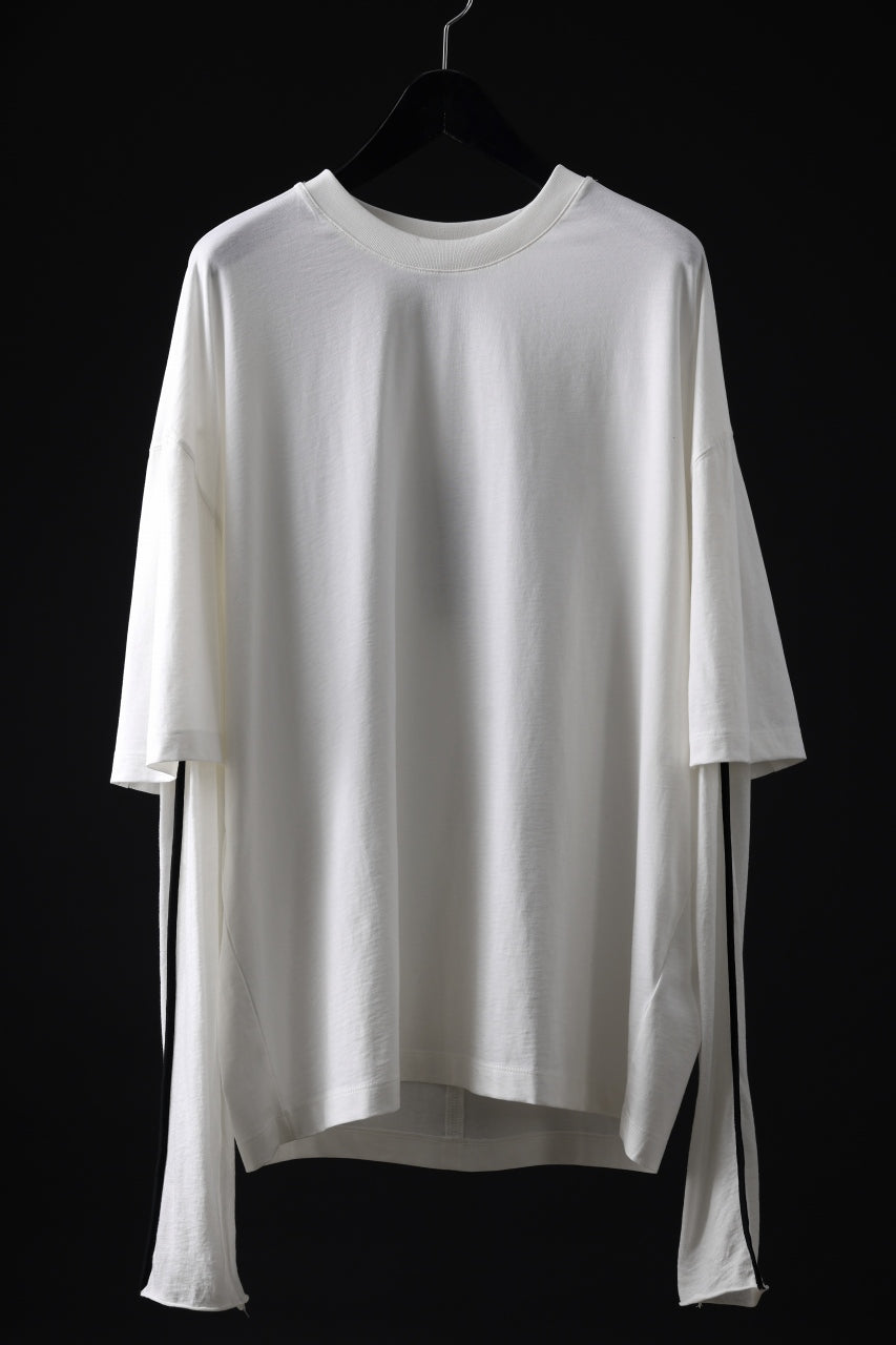 thom/krom OVERSIZED LAYER PIPING SLEEVE TEE / COTTON JERSEY (CREAM)