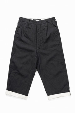 画像をギャラリービューアに読み込む, KLASICA &quot;GALWAY&quot; CUT OFF BOLD STRAIGHT TROUSERS / &quot;END ON END&quot; SUPER 120&#39;s WOOL x HEMP (MATT BLACK)