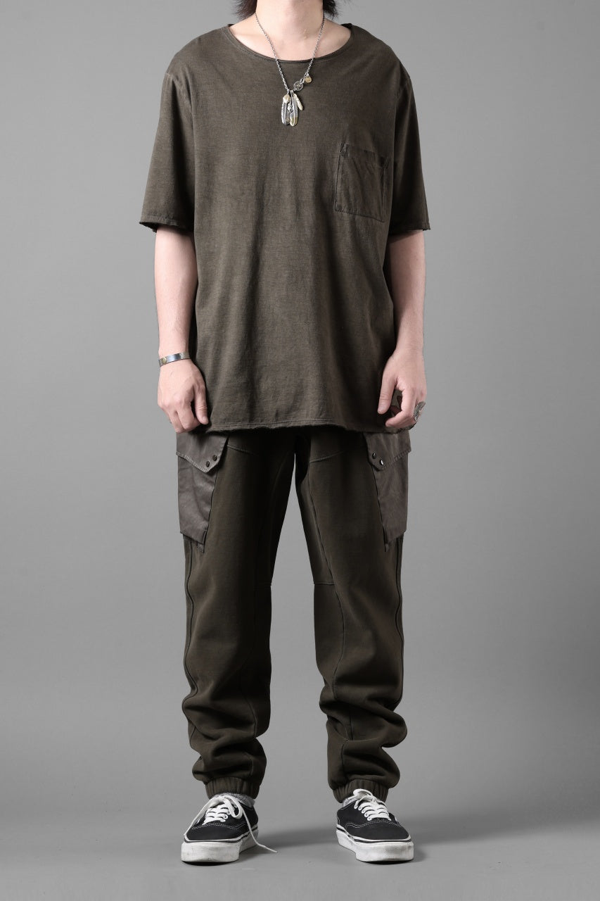 Ten c MULTI POCKET SNAP SWEAT PANTS / GARMENT DYED (DARK OLIVE)