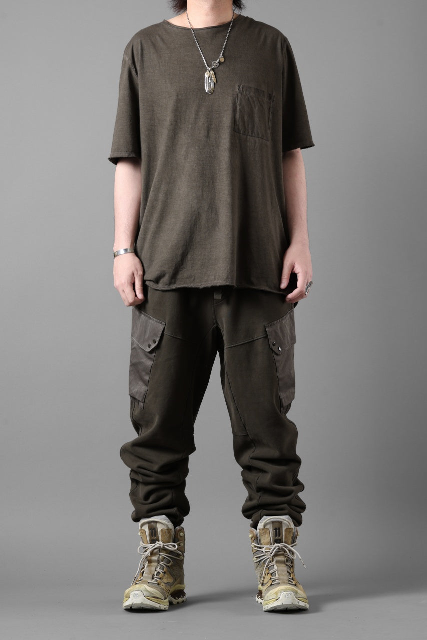 Ten c MULTI POCKET SNAP SWEAT PANTS / GARMENT DYED (DARK OLIVE)