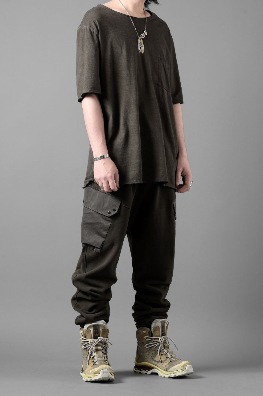 Ten c MULTI POCKET SNAP SWEAT PANTS / GARMENT DYED (DARK OLIVE)