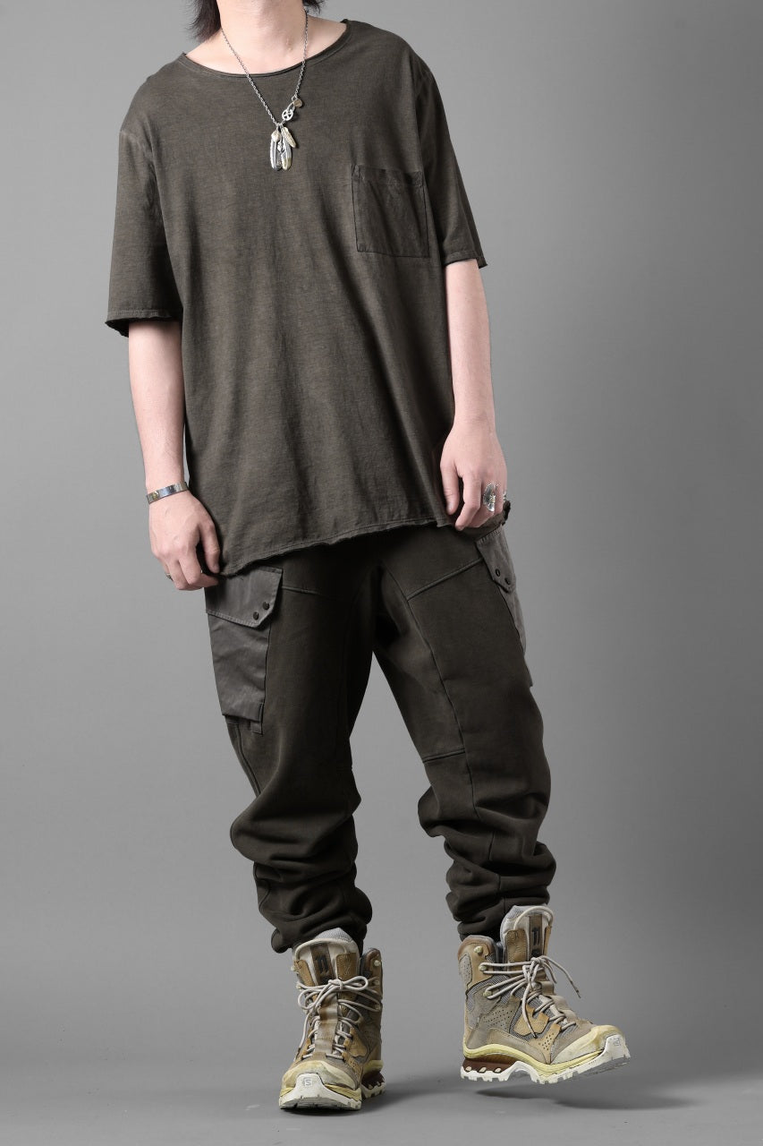 Ten c MULTI POCKET SNAP SWEAT PANTS / GARMENT DYED (DARK OLIVE)