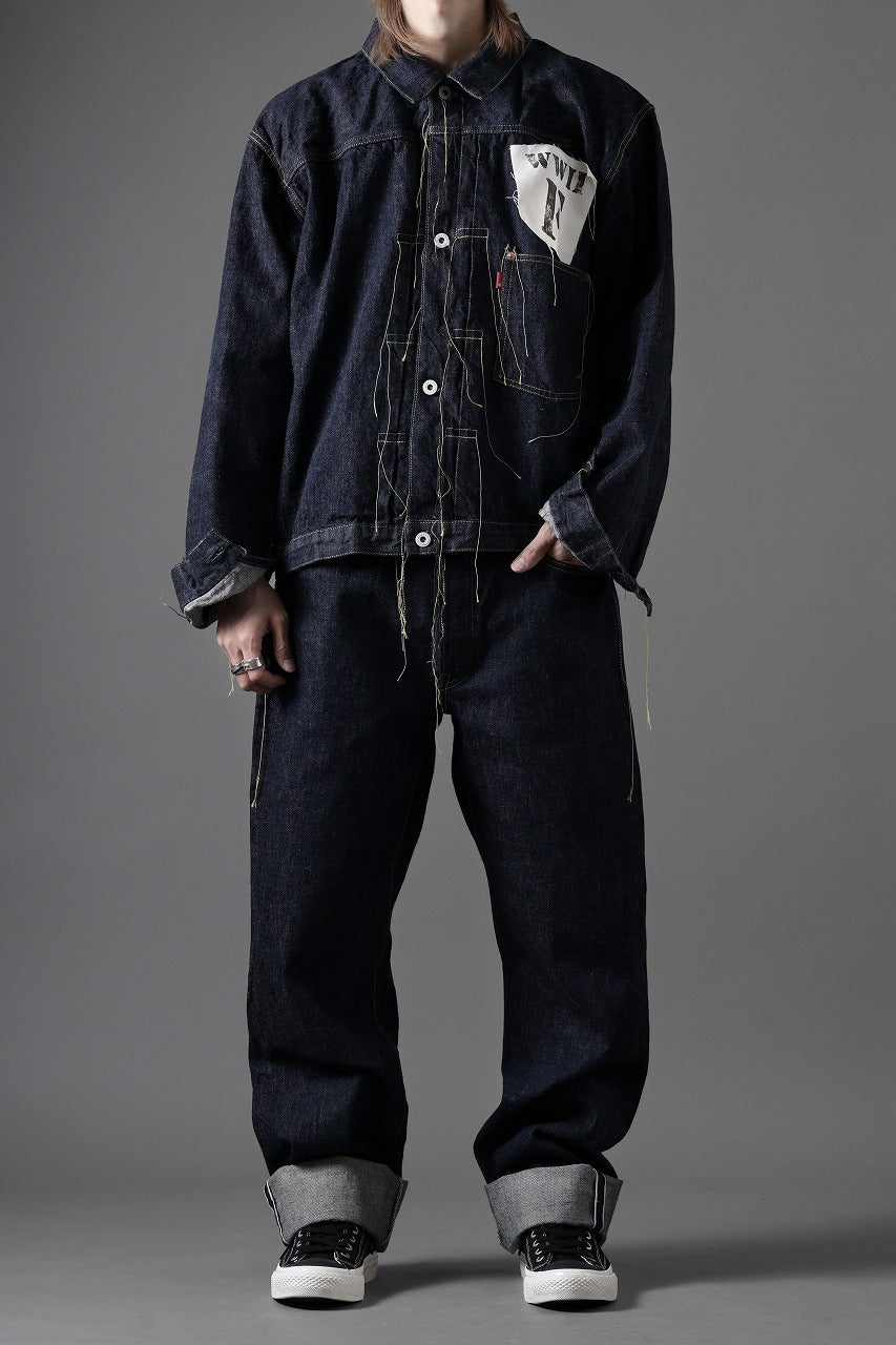 FULLCOUNT WWⅡ Model Brown Cotton Denim Pants / 13.7oz Zimbabwe Selvedge Denim (INDIGO BLUE / ONE WAHED)