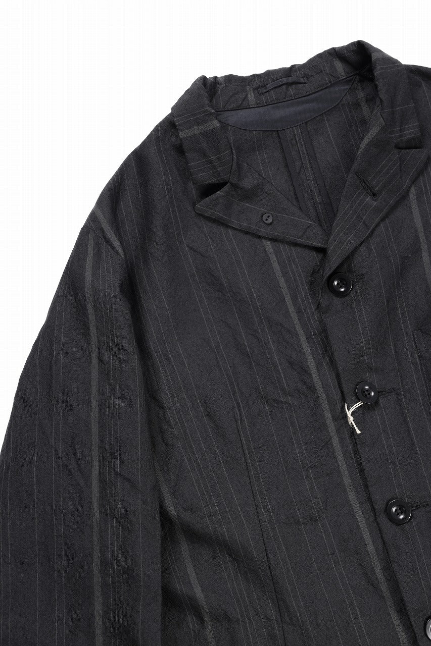 KLASICA exclusive "KLING" SINGLE LAYER 3 POCKET BLAZER / LIGHT WEIGHT DARK RANDOM STRIPE RAMIE (IRON STRIPES)