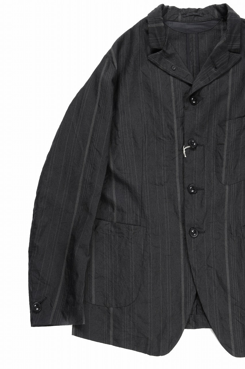 KLASICA exclusive "KLING" SINGLE LAYER 3 POCKET BLAZER / LIGHT WEIGHT DARK RANDOM STRIPE RAMIE (IRON STRIPES)