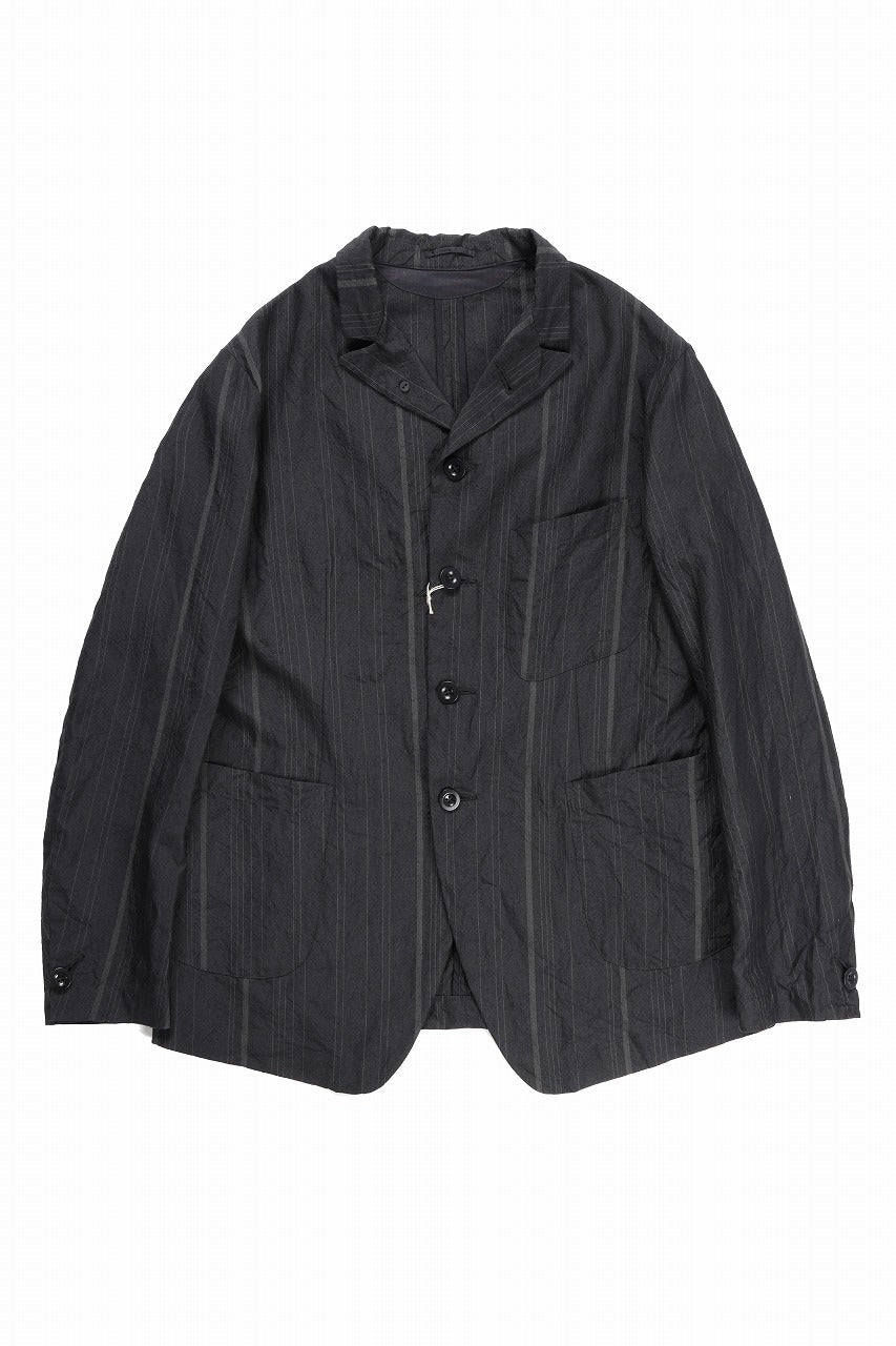 KLASICA exclusive "KLING" SINGLE LAYER 3 POCKET BLAZER / LIGHT WEIGHT DARK RANDOM STRIPE RAMIE (IRON STRIPES)