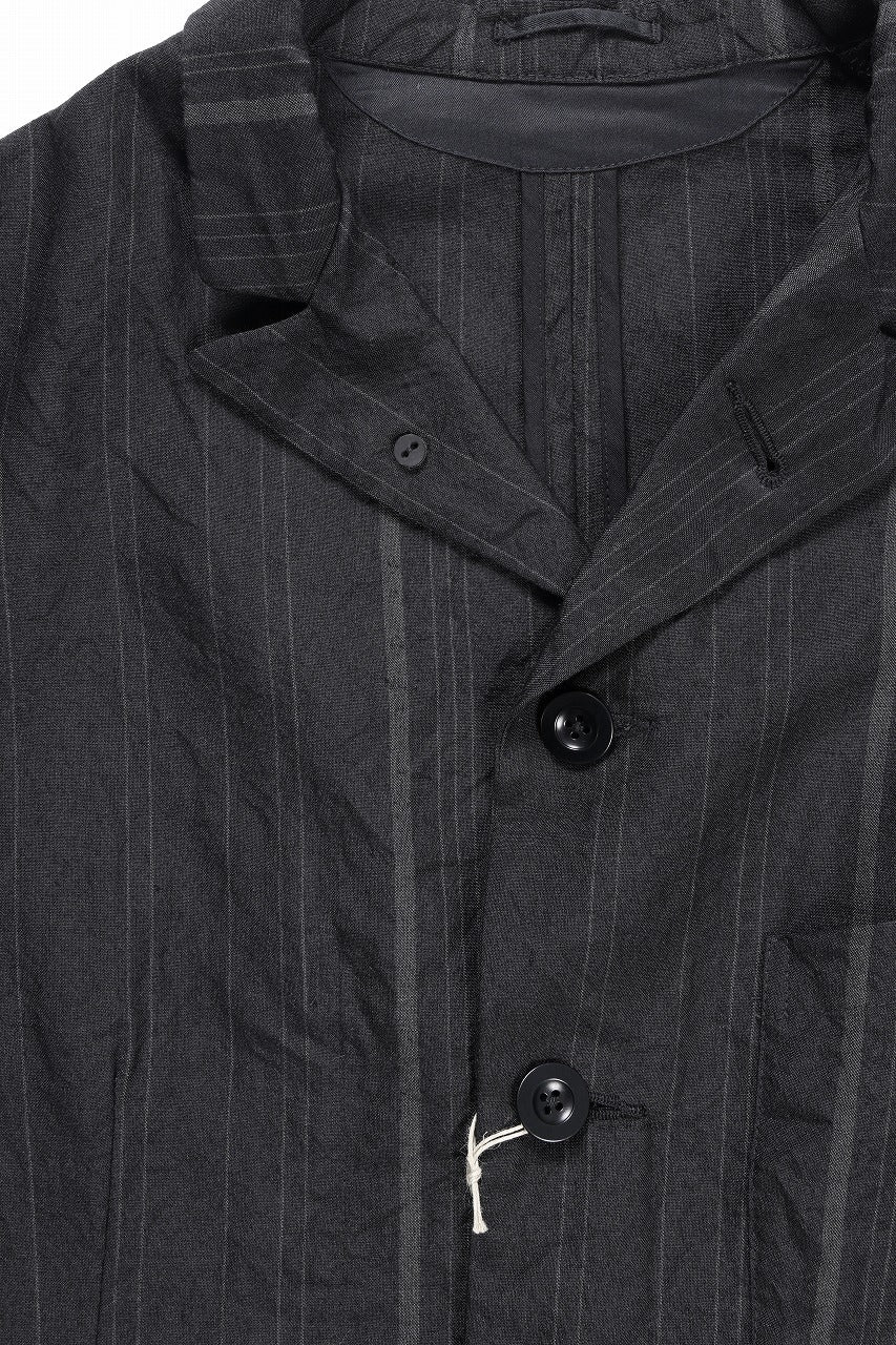 KLASICA exclusive "KLING" SINGLE LAYER 3 POCKET BLAZER / LIGHT WEIGHT DARK RANDOM STRIPE RAMIE (IRON STRIPES)