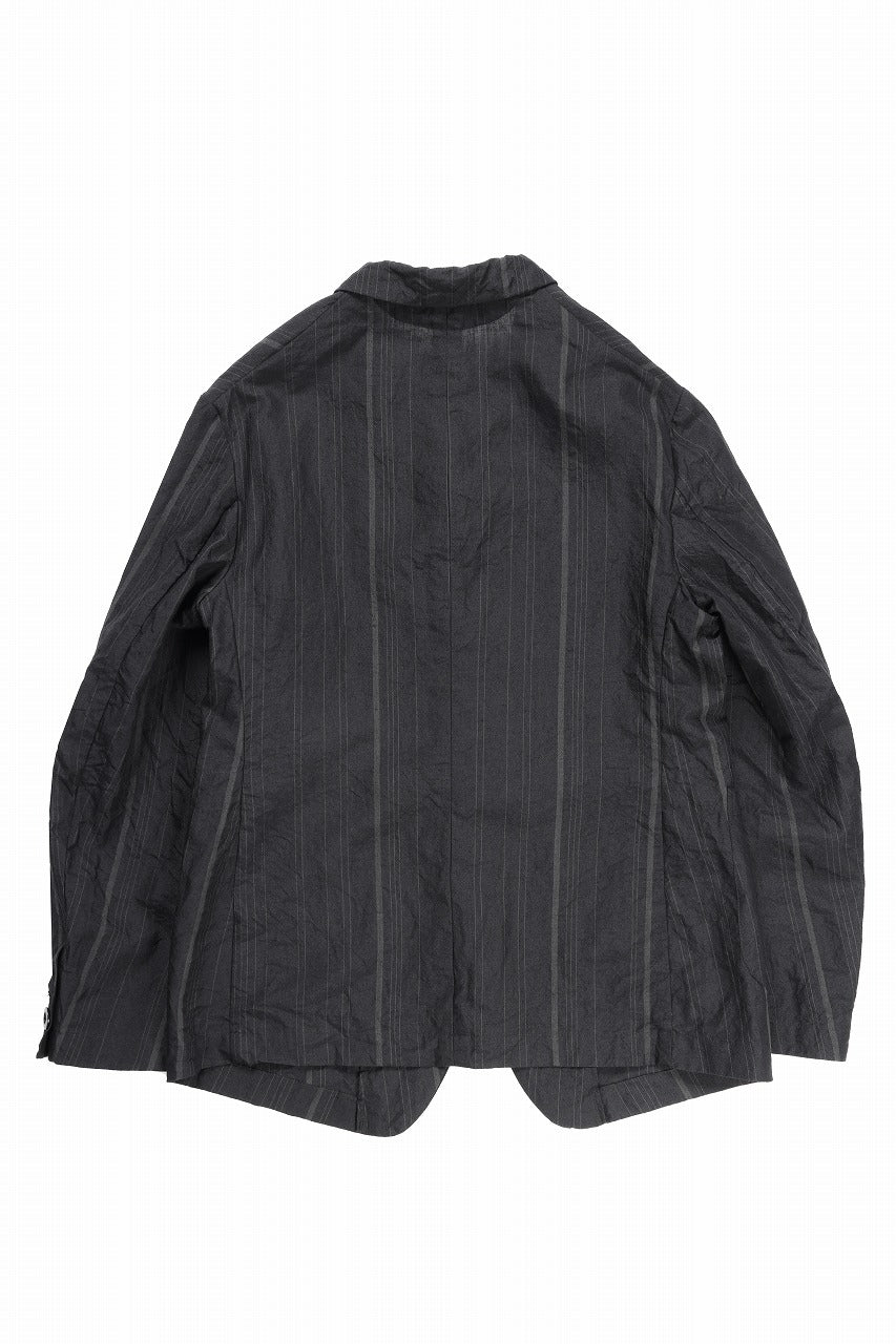 KLASICA exclusive "KLING" SINGLE LAYER 3 POCKET BLAZER / LIGHT WEIGHT DARK RANDOM STRIPE RAMIE (IRON STRIPES)