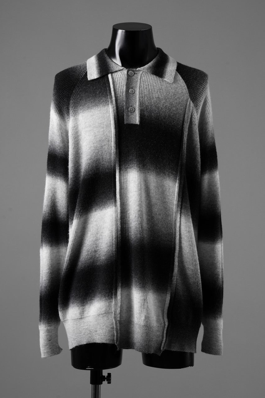 Load image into Gallery viewer, Feng Chen Wang DECONSTRUCTED GRADIENT KNIT-POLO (GREY TONE/MULTI)